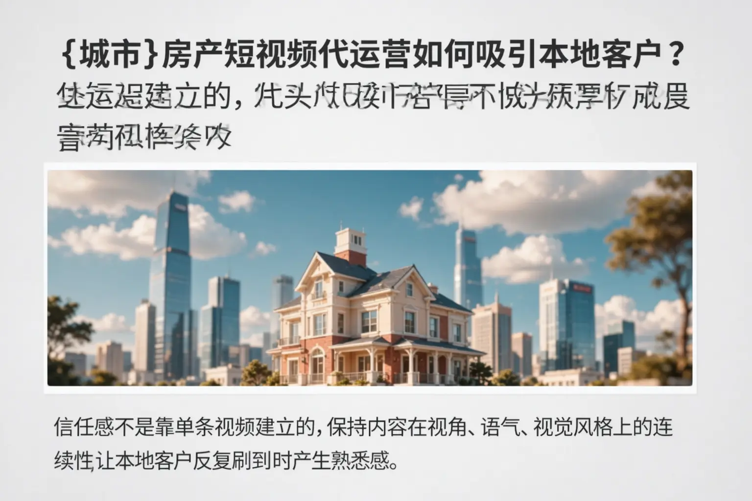 玛纳斯房产短视频代运营如何吸引本地客户?